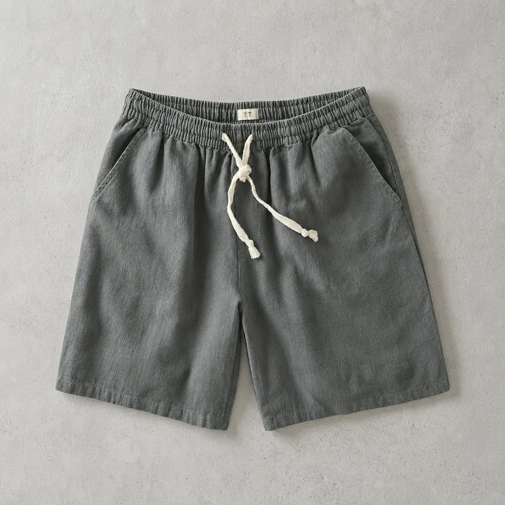 Men's Linen Blend Shorts - Drawstring Casual Summer Shorts