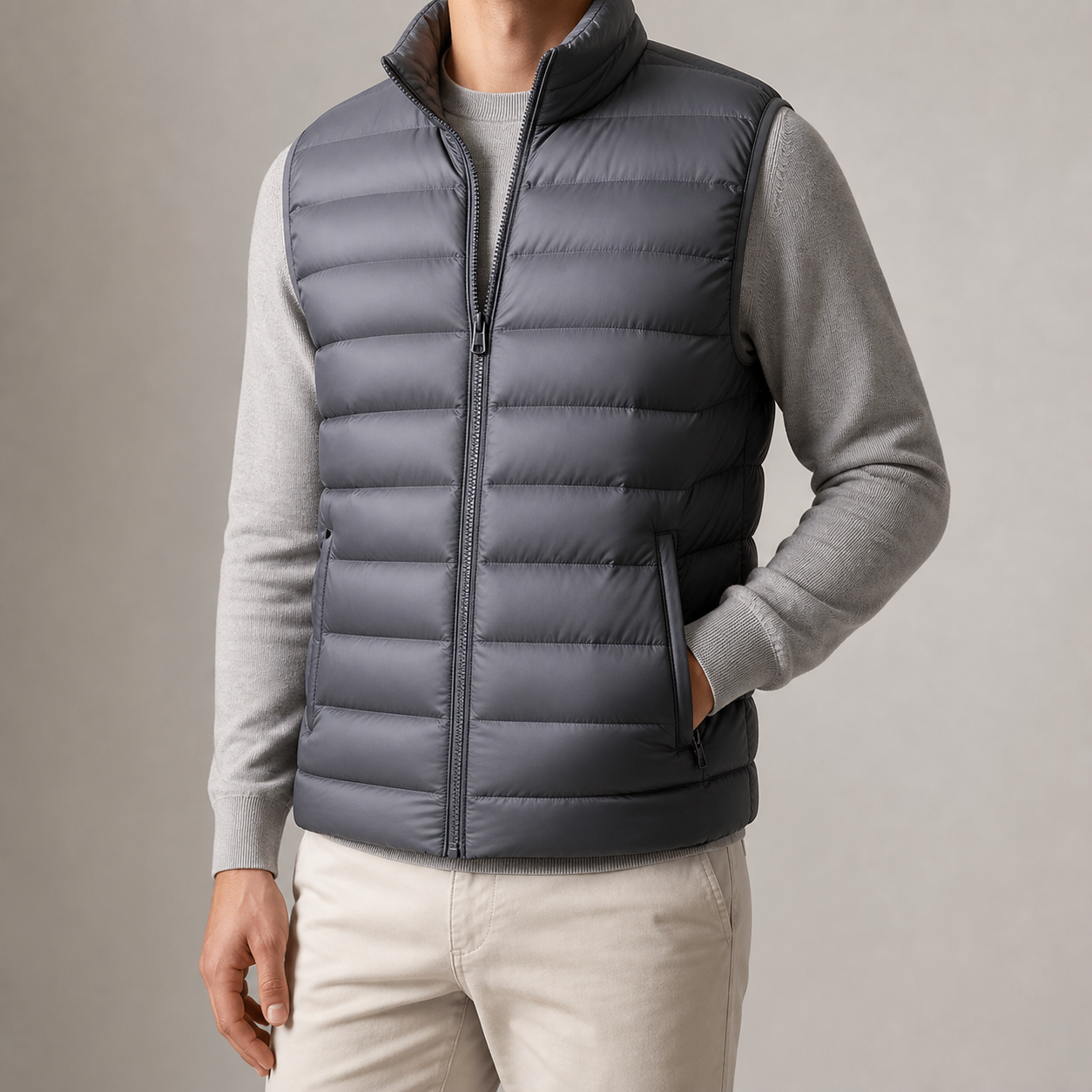 Men's Puffer Vest - Quilted Stand Collar Insulated Vest