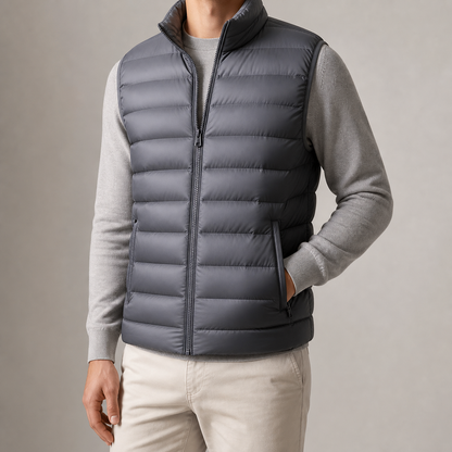 Men's Puffer Vest - Quilted Stand Collar Insulated Vest