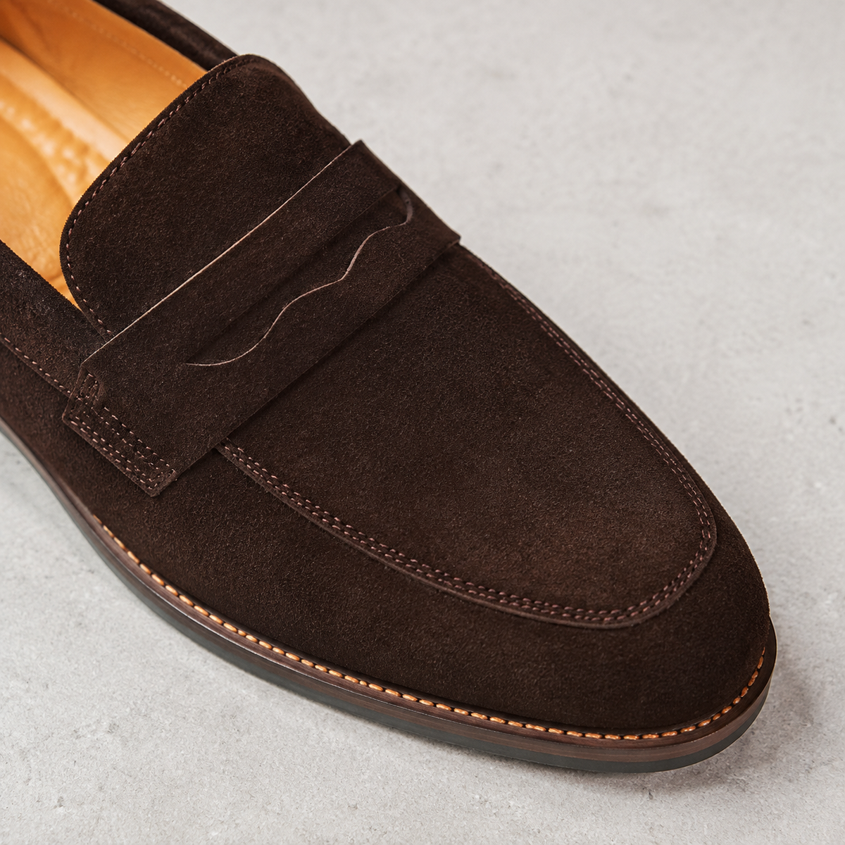 Men's Suede Penny Loafers - Classic Slip On Dress Shoes