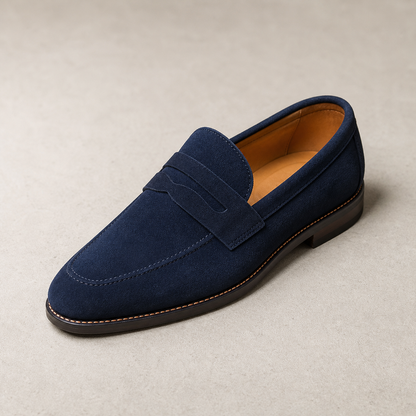 Men's Suede Penny Loafers - Classic Slip On Dress Shoes