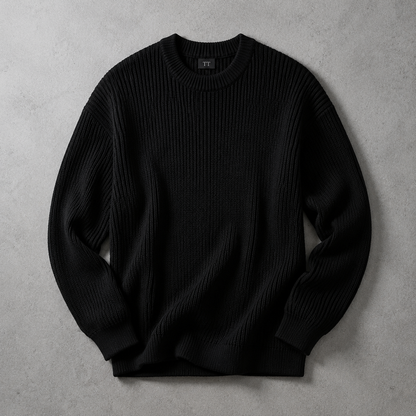 Men's Ribbed Crew Neck Sweater - Chunky Knit Pullover