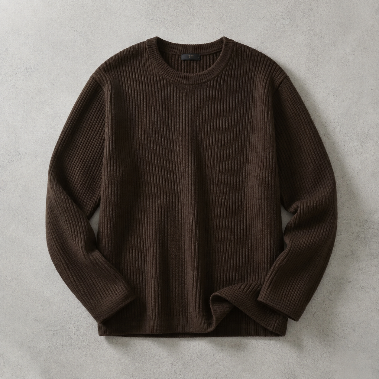 Men's Ribbed Crew Neck Sweater - Chunky Knit Pullover