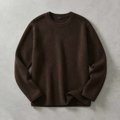 Men's Ribbed Crew Neck Sweater - Chunky Knit Pullover