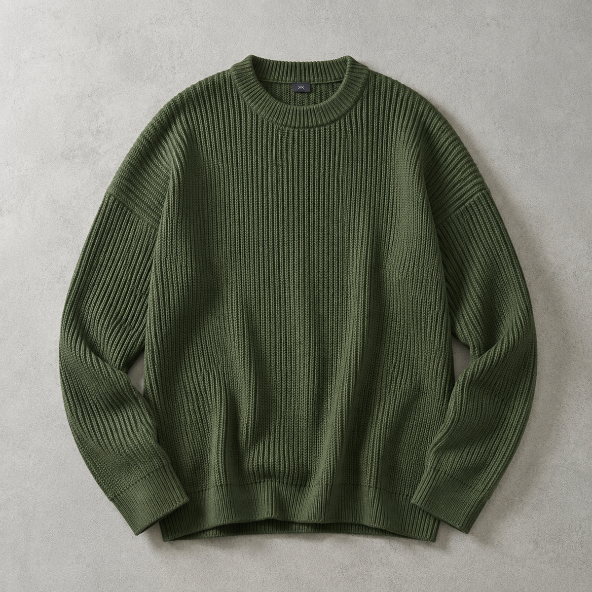 Men's Ribbed Crew Neck Sweater - Chunky Knit Pullover