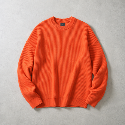 Men's Ribbed Crew Neck Sweater - Chunky Knit Pullover