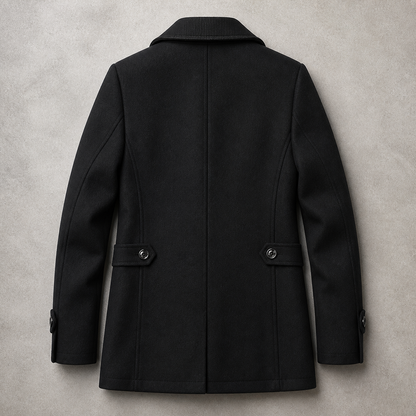 Men's Wool Blend Coat - Double Collar Winter Outerwear