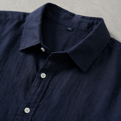 Men's Linen Blend Shirt - Short Sleeve Casual Summer Top