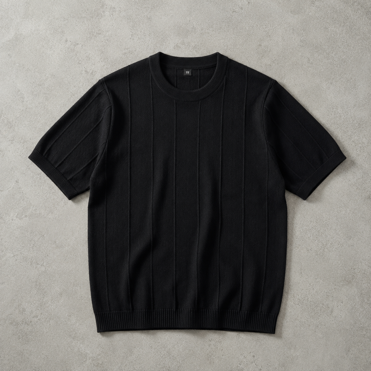 Men's Ribbed T-Shirt - Knit Short Sleeve Casual Top