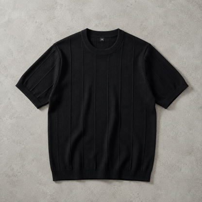 Men's Ribbed T-Shirt - Knit Short Sleeve Casual Top