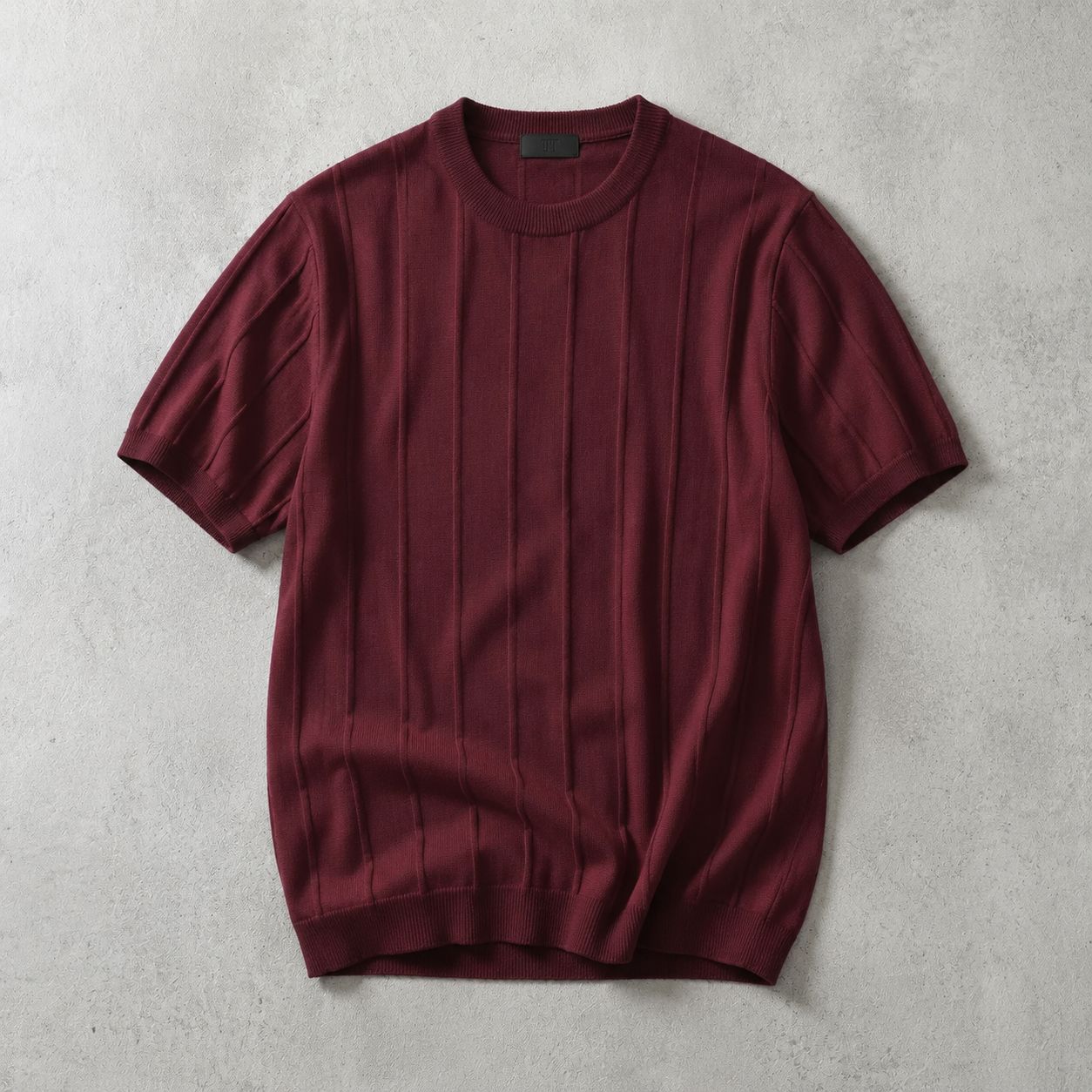 Men's Ribbed T-Shirt - Knit Short Sleeve Casual Top