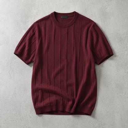 Men's Ribbed T-Shirt - Knit Short Sleeve Casual Top