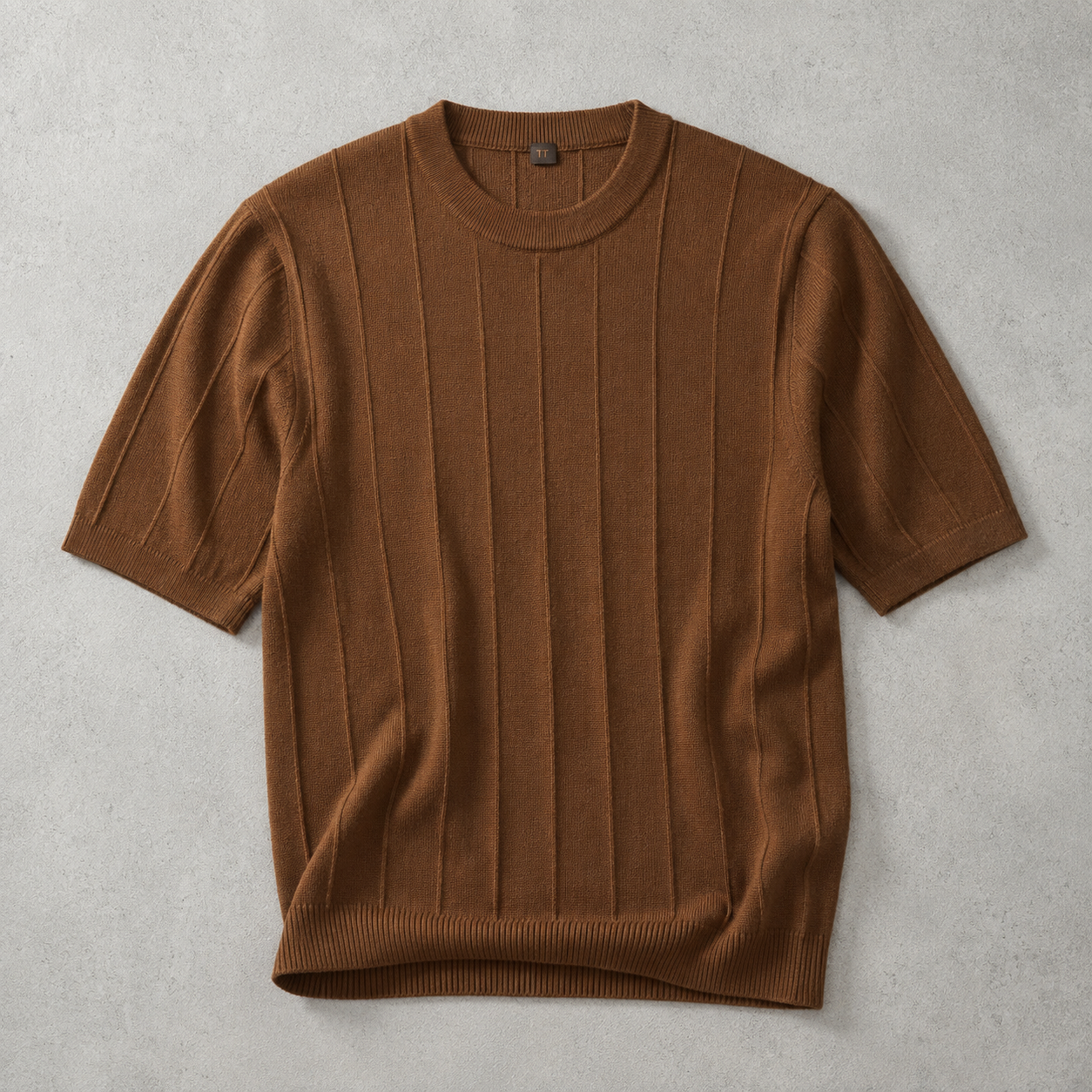 Men's Ribbed T-Shirt - Knit Short Sleeve Casual Top