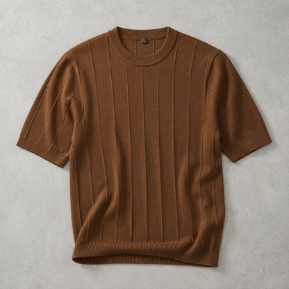 Men's Ribbed T-Shirt - Knit Short Sleeve Casual Top