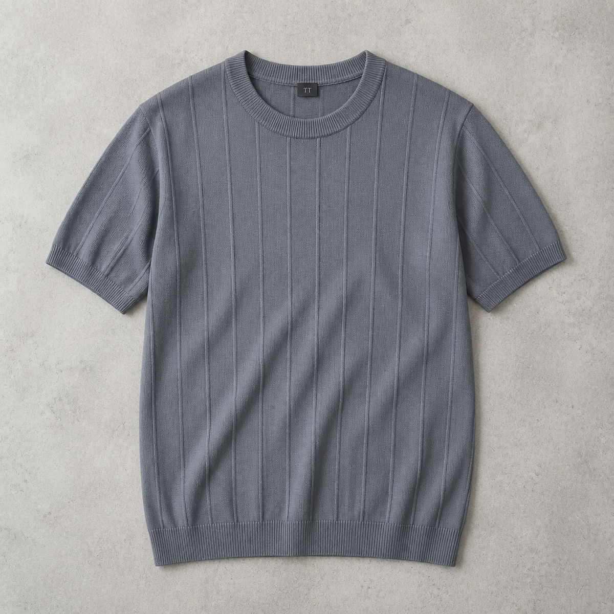 Men's Ribbed T-Shirt - Knit Short Sleeve Casual Top