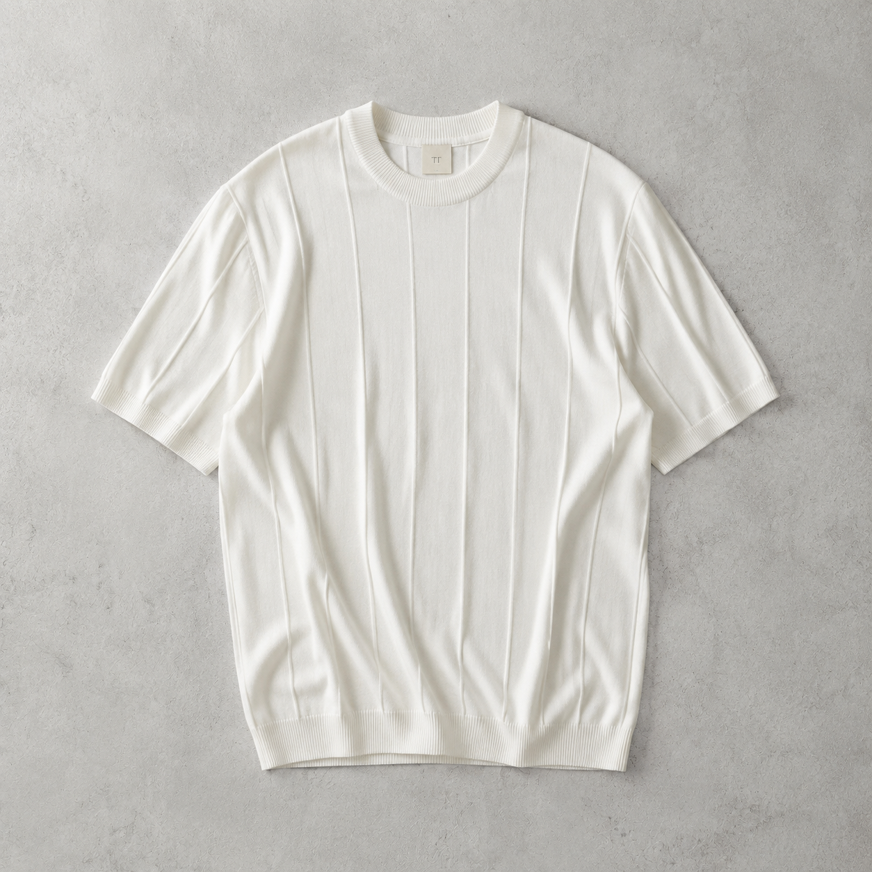 Men's Ribbed T-Shirt - Knit Short Sleeve Casual Top