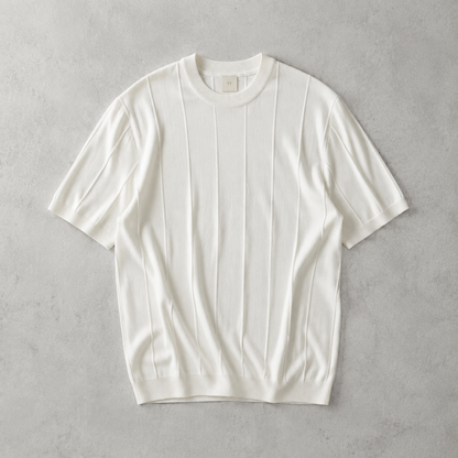 Men's Ribbed T-Shirt - Knit Short Sleeve Casual Top