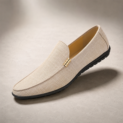 Men's Woven Loafers - Check Pattern Slip On Shoes