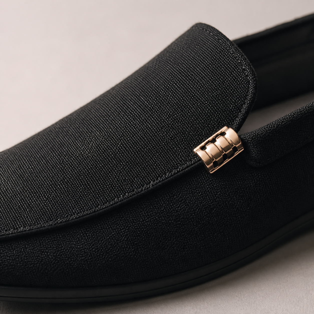 Men's Woven Loafers - Check Pattern Slip On Shoes