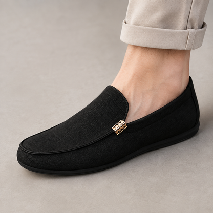Men's Woven Loafers - Check Pattern Slip On Shoes
