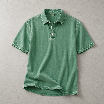 Men's Polo Shirt - Washed Cotton Casual Short Sleeve