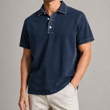 Men's Polo Shirt - Washed Cotton Casual Short Sleeve