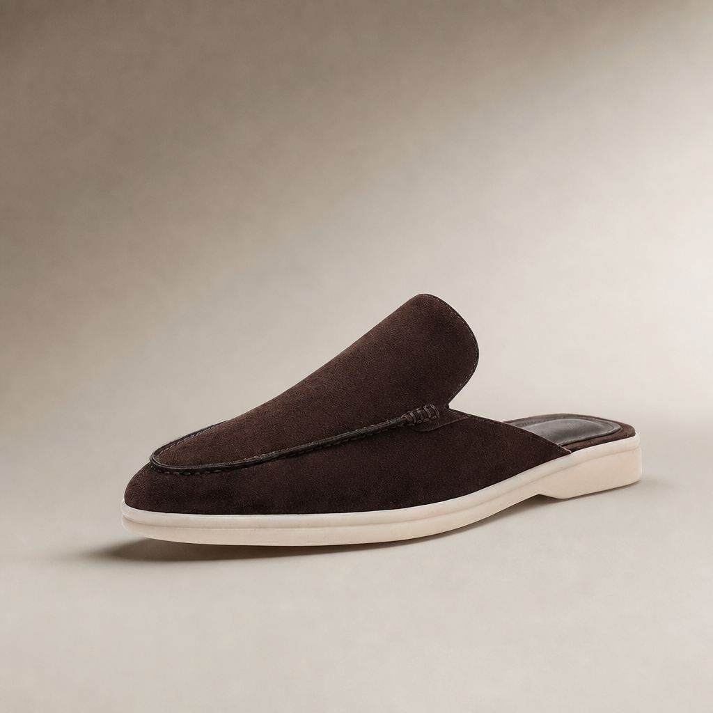 Men's Suede Loafers - Backless Mule Slip On Shoes