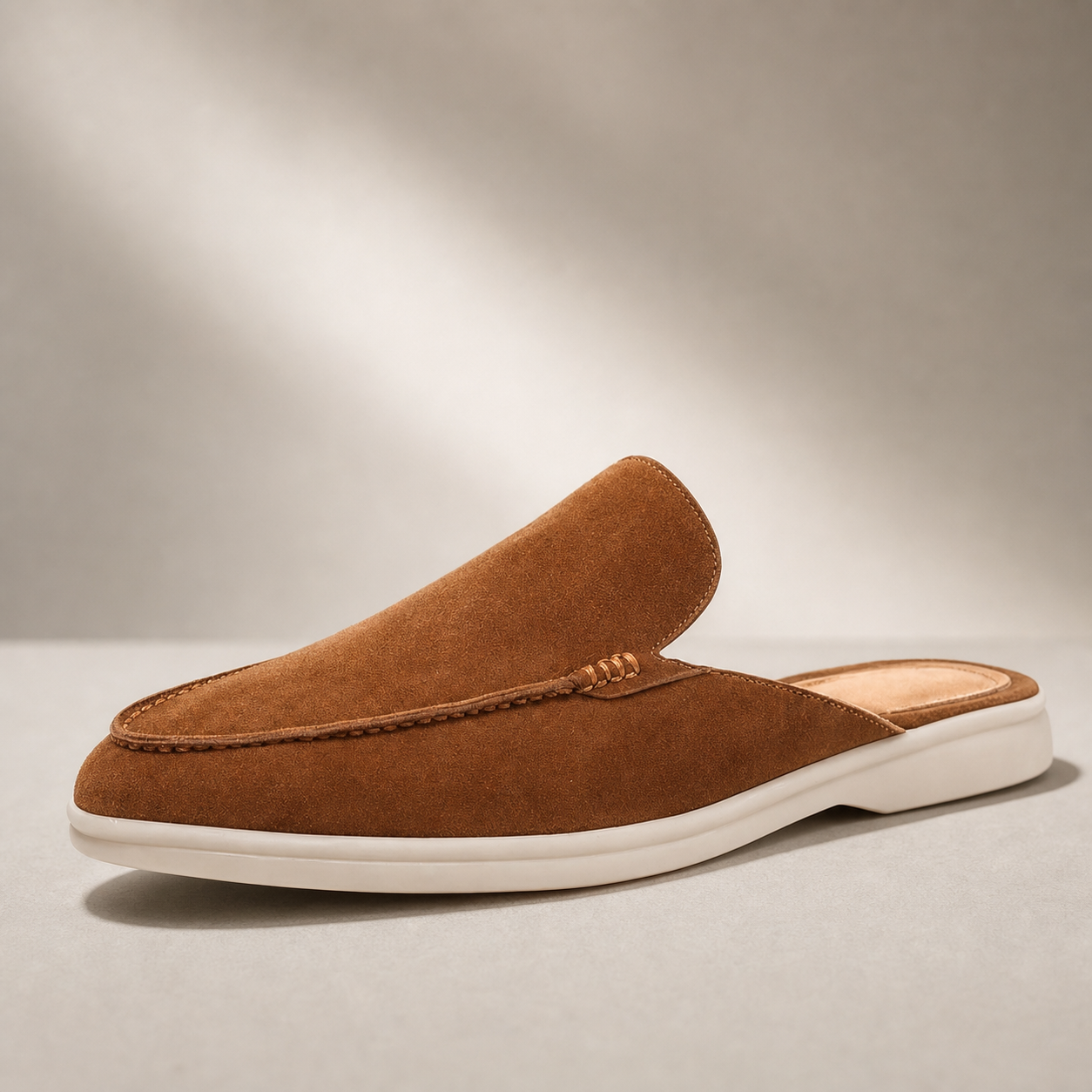 Men's Suede Loafers - Backless Mule Slip On Shoes