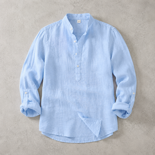 Men's Popover Shirt - Roll Tab Sleeve Casual Shirt