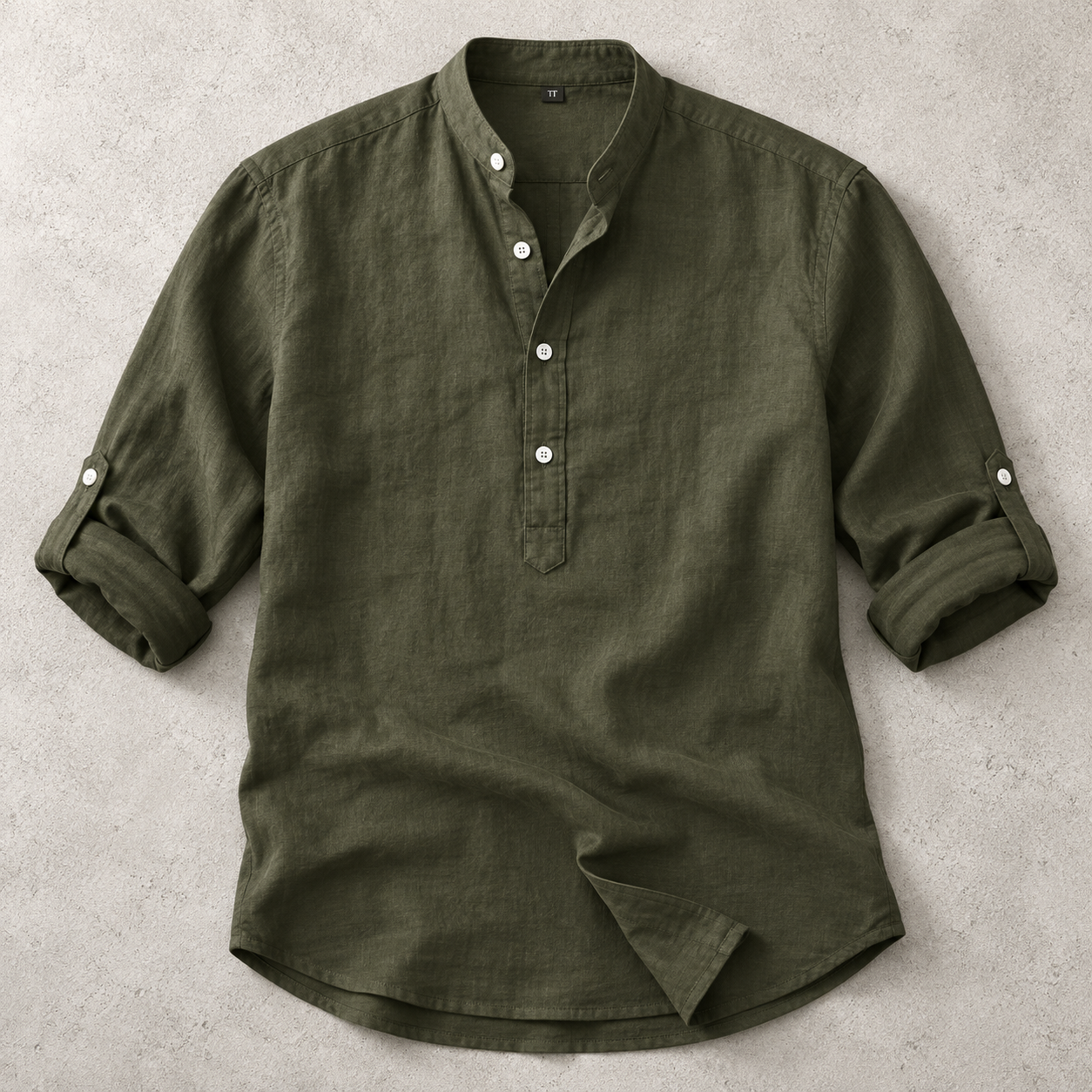 Men's Popover Shirt - Roll Tab Sleeve Casual Shirt
