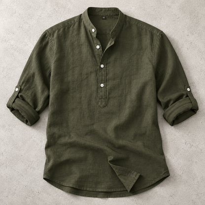 Men's Popover Shirt - Roll Tab Sleeve Casual Shirt