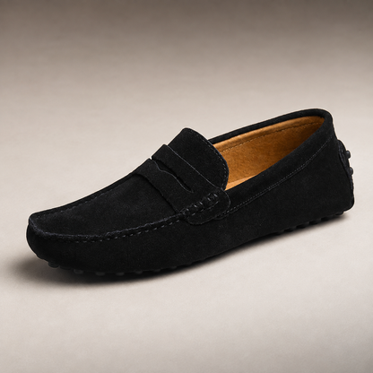 Men's Suede Driving Loafers - Penny Strap Slip On Shoes