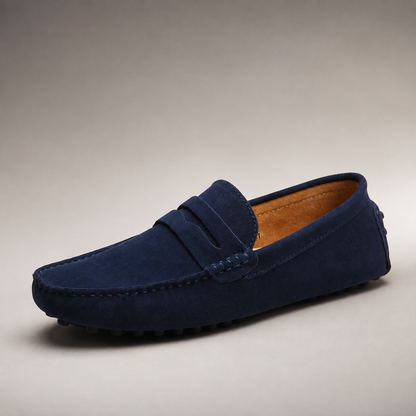 Men's Suede Driving Loafers - Penny Strap Slip On Shoes