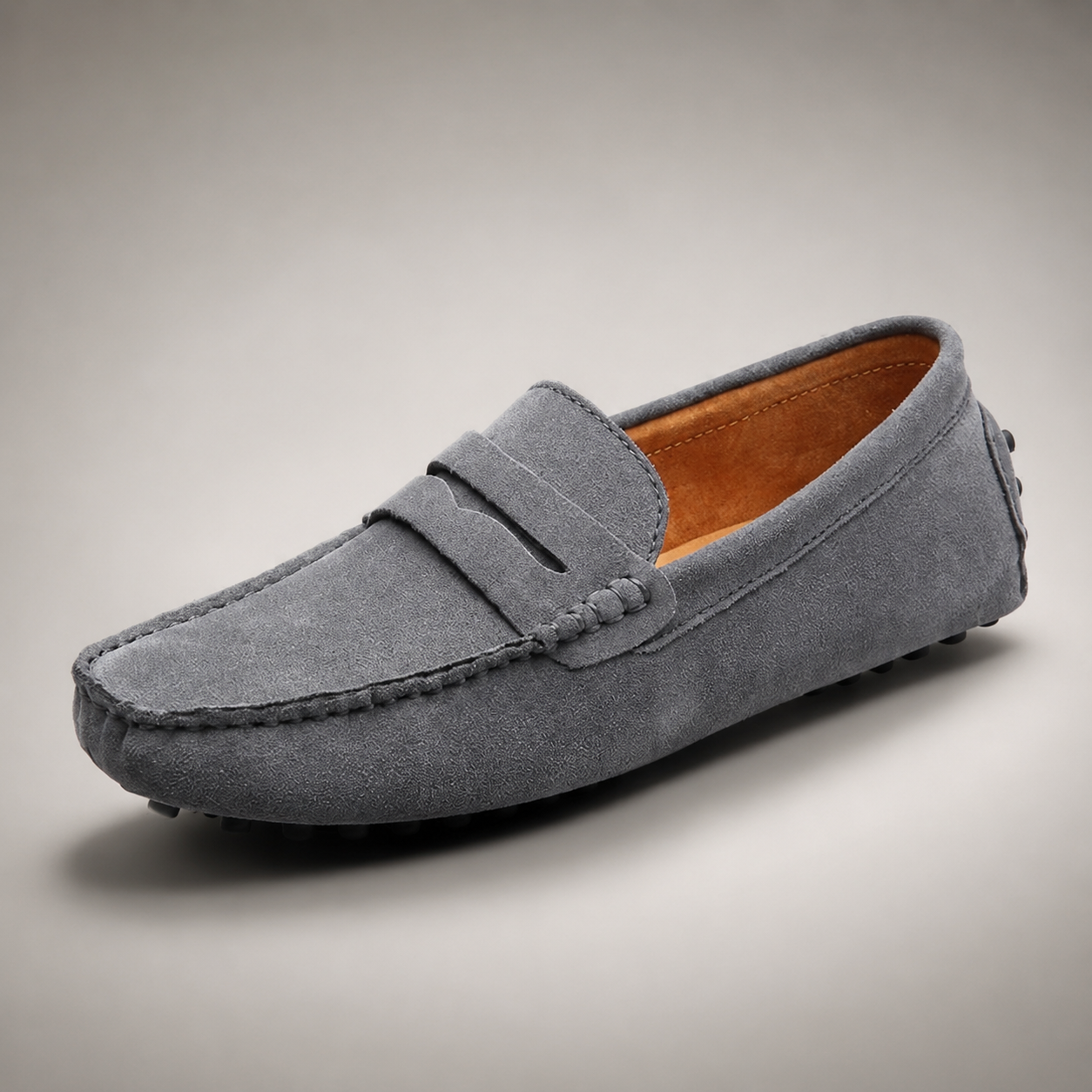 Men's Suede Driving Loafers - Penny Strap Slip On Shoes