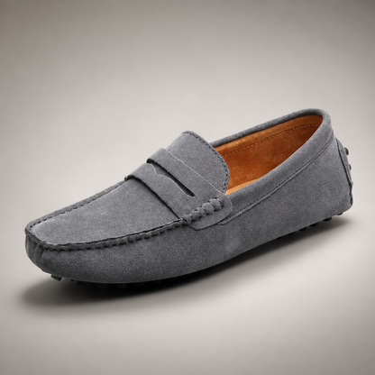Men's Suede Driving Loafers - Penny Strap Slip On Shoes