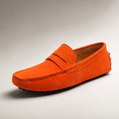 Men's Suede Driving Loafers - Penny Strap Slip On Shoes