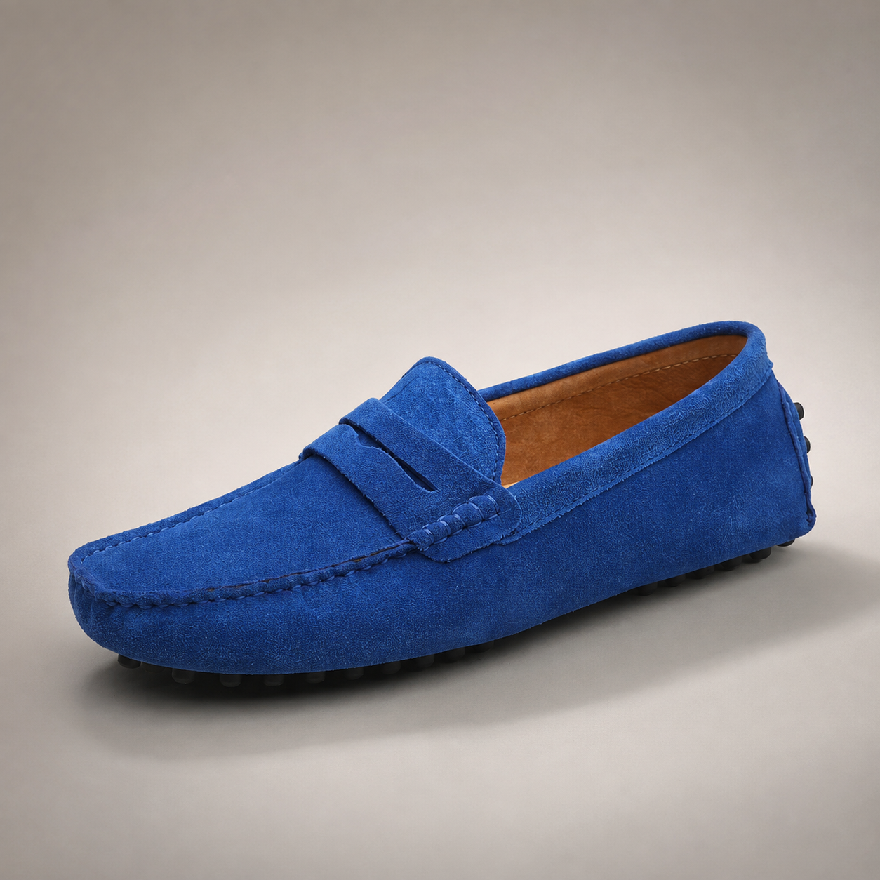 Men's Suede Driving Loafers - Penny Strap Slip On Shoes