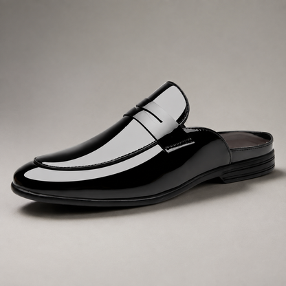 Men's Leather Loafers - Backless Mule Slip On Shoes