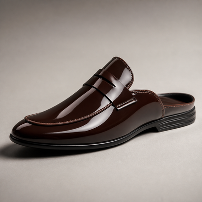 Men's Leather Loafers - Backless Mule Slip On Shoes