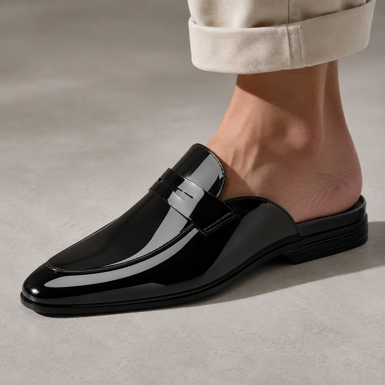 Men's Leather Loafers - Backless Mule Slip On Shoes