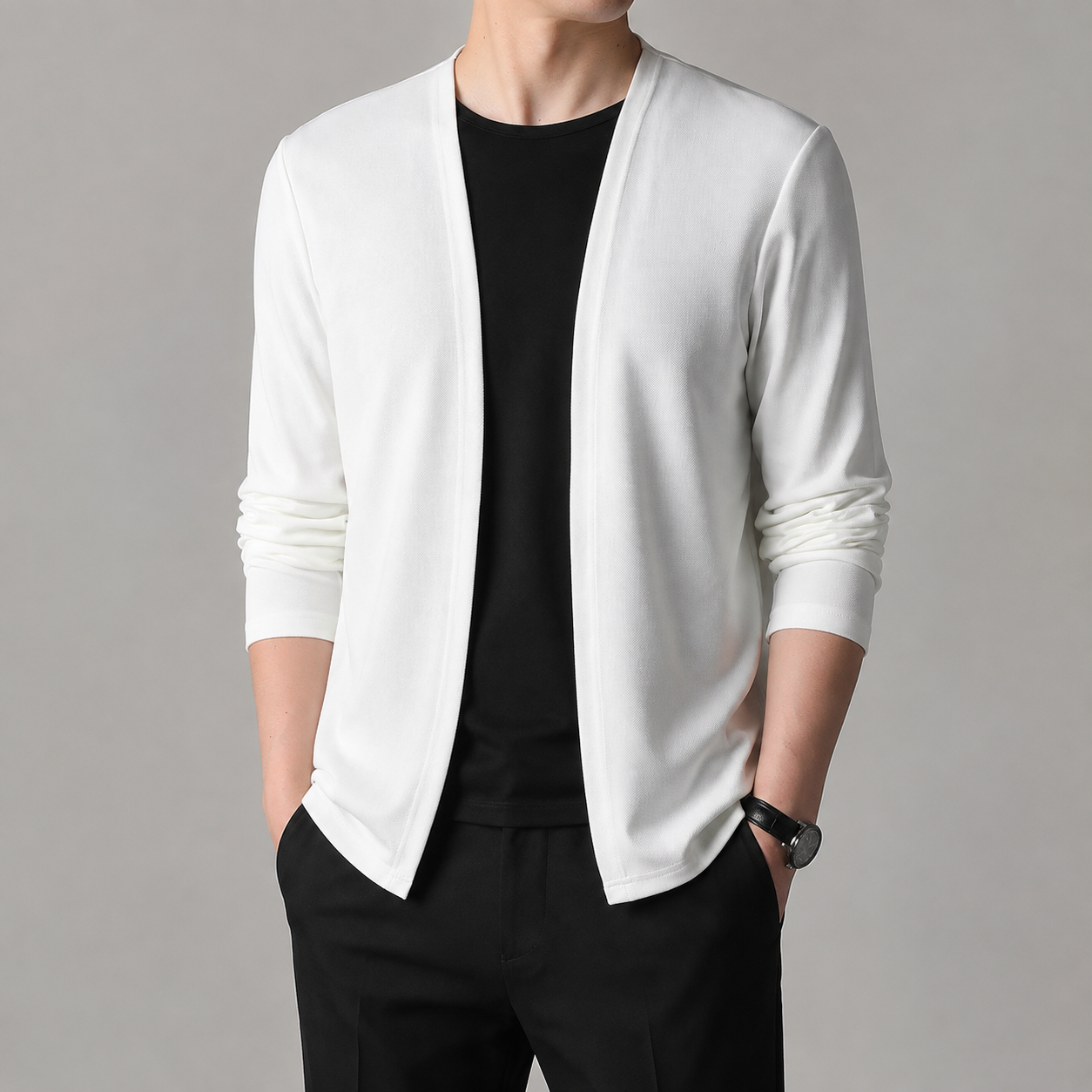 Men's Open Front Cardigan - Lightweight Casual Knit Sweater