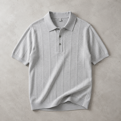 Men's Knit Polo Shirt - Short Sleeve Casual Top