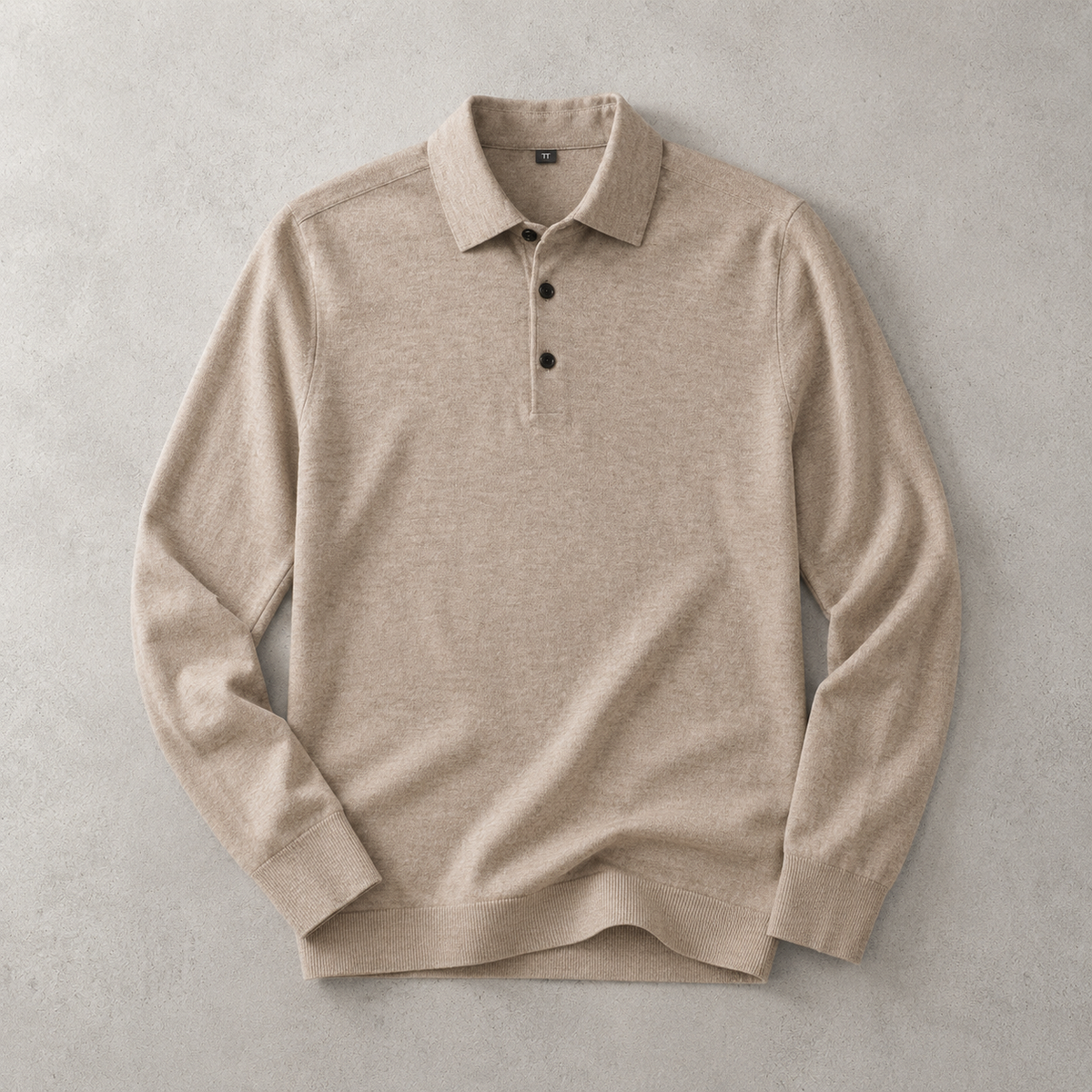 Men's Long Sleeve Polo Shirt - Knit Pullover Sweater
