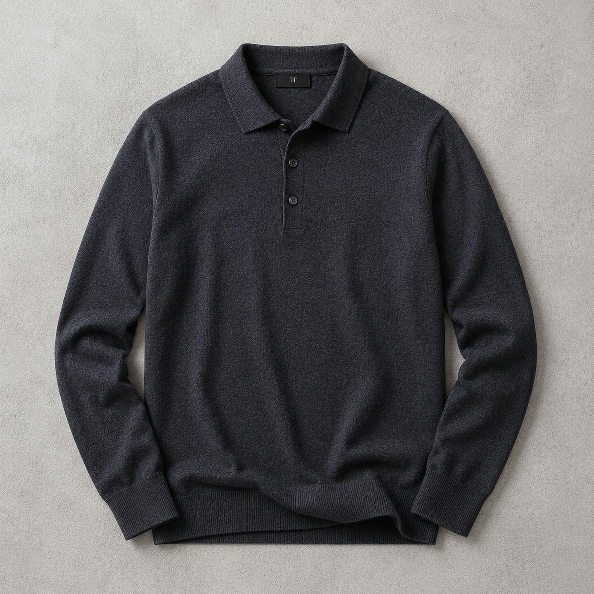 Men's Long Sleeve Polo Shirt - Knit Pullover Sweater