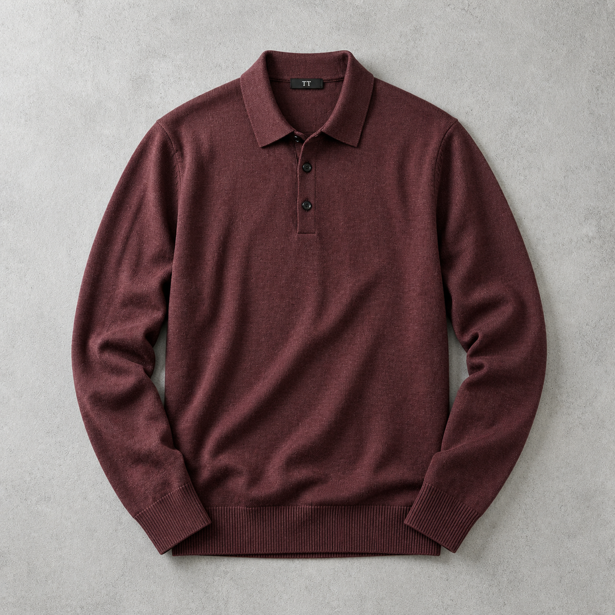 Men's Long Sleeve Polo Shirt - Knit Pullover Sweater