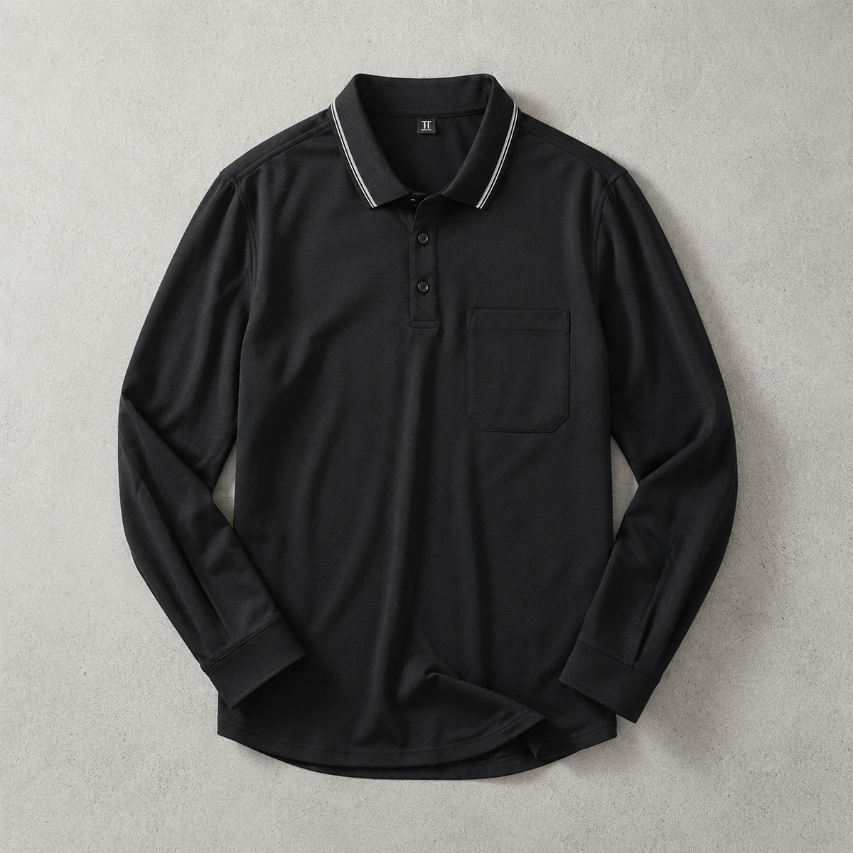Men's Long Sleeve Polo Shirt - Knit Tipped Collar Sweater
