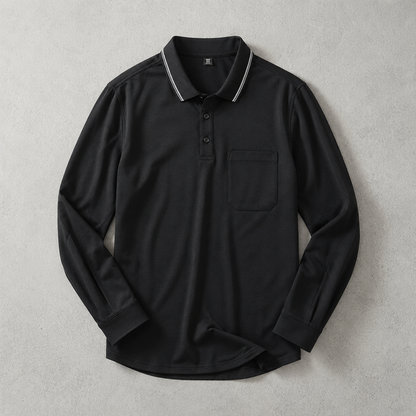 Men's Long Sleeve Polo Shirt - Knit Tipped Collar Sweater