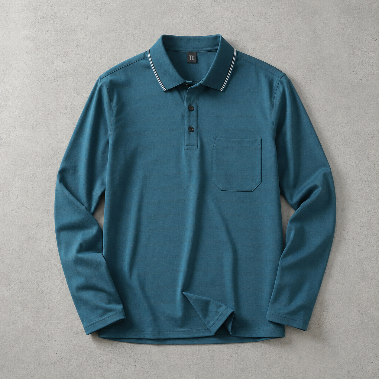 Men's Long Sleeve Polo Shirt - Knit Tipped Collar Sweater