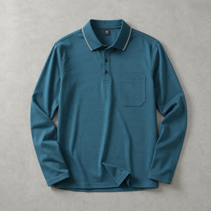 Men's Long Sleeve Polo Shirt - Knit Tipped Collar Sweater