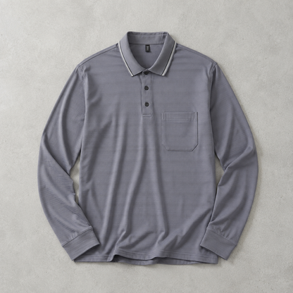 Men's Long Sleeve Polo Shirt - Knit Tipped Collar Sweater